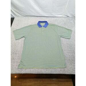 Donald Ross Performance Polo Green & Blue Stripe Mens XL Golf Rugby‎